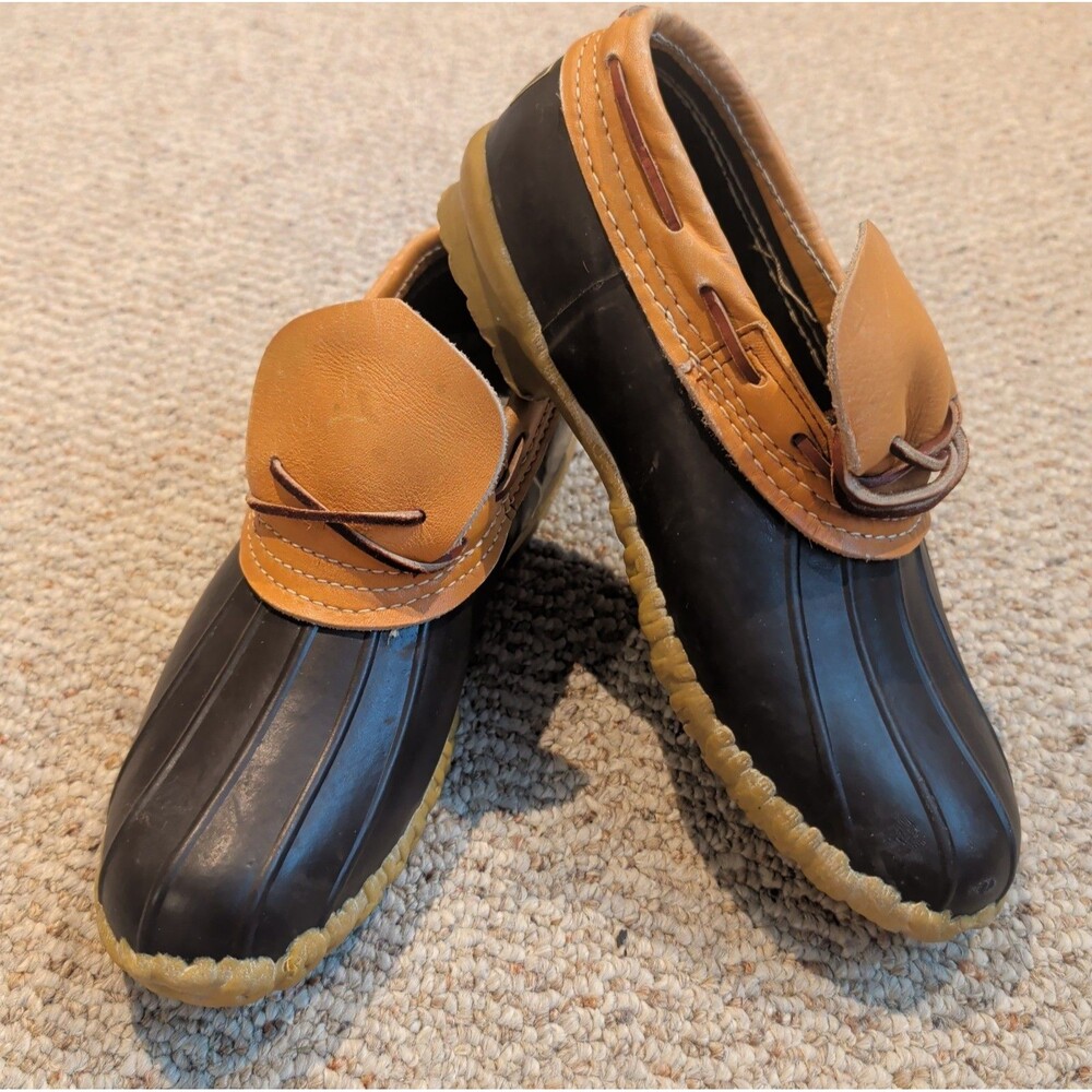 L.L.Bean Rubber Hunting Shoe Moc Mens 7 Brown Leather Waterproof Outdoor